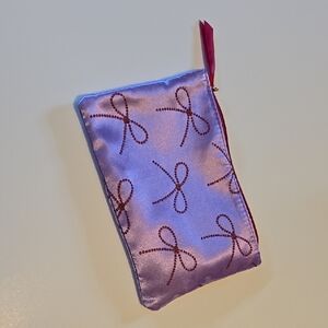 Ipsy Purple Satin Pouch with Red Accents